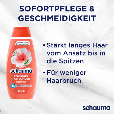 Schauma Shampoo Stronger for Longer, 400 ml, Schauma укрепляющий шампунь Stronger for Longer с гибискусом, розмарином и провитамином B5, 400 мл