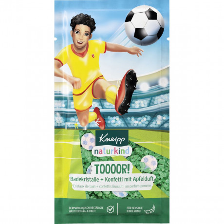Kneipp naturkind TOOOOR! Badekristalle + Konfetti mit Apfelduft, 40 g, Kneipp детские кристаллы для ванны «ГОООЛ!» с конфетти и ароматом яблока, 40 г