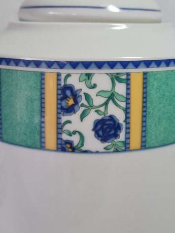 Набор для чая винтажный Winterling Bavaria с бирюзово-синим декором, чайник, молочник, фарфор, Германия, 1960-70гг.