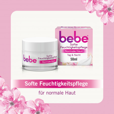 bebe Feuchtigkeitspflege, 50 ml, bebe увлажняющий крем для лица для нормальной кожи с экстрактом персика и витамином E, 50 мл