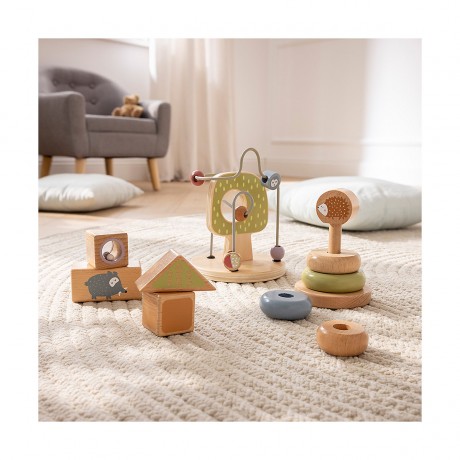 howa Motorikspielzeug Motorikschleife Stapelturm Bausteine  aus Holz little woods Игрушка для моторики Моторика петля Сборная башня Строительные блоки из дерева маленькие леса