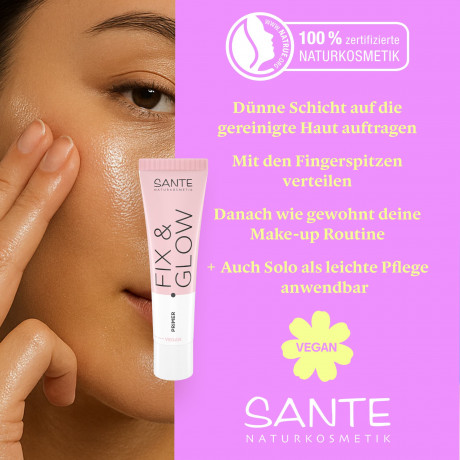 SANTE Fix & Glow Primer, 30 ml, Санте Праймер Fix & Glow для свежего сияющего макияжа, 30 мл