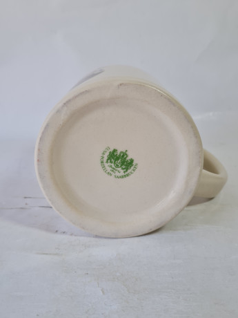 Немецкая пивная кружка винтажная Lusa Porzellan Saarbrucken Bavaria с изображением завода c доменными печами, керамика, 0.5 л, 14 см, Германия, 1960-70гг.