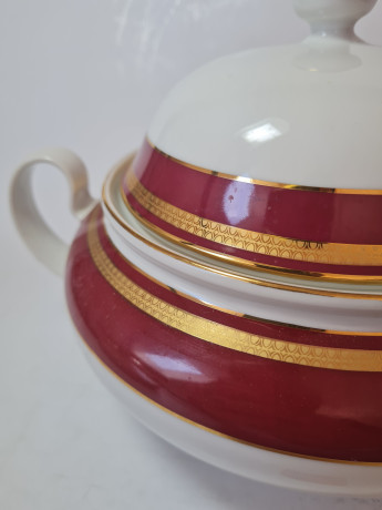 Seltmann Weiden Винтажное блюдо с крышкой и с бордово-позолоченным ободком, 28см x 17см, Германия, 1960-70гг.