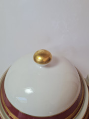 Seltmann Weiden Винтажное блюдо с крышкой и с бордово-позолоченным ободком, 28см x 17см, Германия, 1960-70гг.