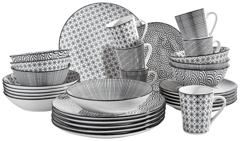 NOVEL Novel Kombiservice 30-tlg. TOKYO schwarz/weiss Роман комбинированный сервиз 30 шт. ТОКИО