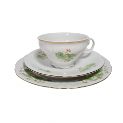 Чайное трио винтажное Bernadotte Czech &quot;Вьюнки&quot;, фарфор, Чехословакия, 1970-80гг.