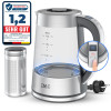 ZMC ZMC Wasserkocher Wasserkocher Glas mit Temperaturwahl 1,8 Liter Warmhaltefunktion, LED Beleuchtung / mit Einstellbare Temperatur Temperatureinstellung  Чайник ZMC стеклянный чайник с выбором температуры, функция подогрева 1,8 л, светодиодное освещение