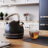 Arendo Arendo Wasserkocher, 1,7 l, 2200 W, Edelstahl Retrostyle Vintage, LED Temperaturanzeige, schwarz matt Чайник Arendo, 1,7 л, 2200 Вт, нержавеющая сталь, винтажный стиль ретро, ??светодиодный индикатор температуры, матовый черный