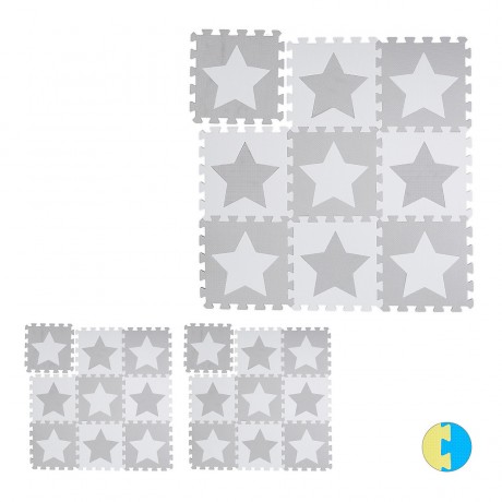 relaxdays 27 x Puzzlematte Sterne weiss-grau 27 x коврик-пазл звезды бело-серый