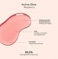 Manucurist Active Glow Raspberry + Cranberry, укрепляющий лак для ногтей с эффектом геля и натурального сияния, клюквенно-красный и ягодно-розовый, уход и укрепление ногтей, 2 х 15 мл