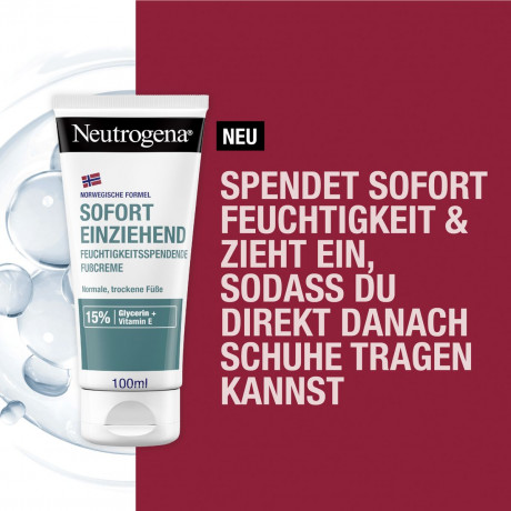 Neutrogena Norwegische Formel Sofort einziehende Fusscreme, 100 ml, Neutrogena Норвежская формула Быстровпитывающийся крем для нормальной и сухой кожи стоп, 100 мл