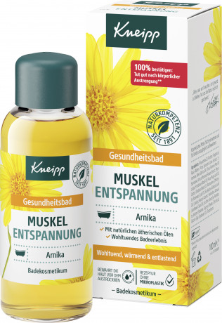 Kneipp Gesundheitsbad Muskel Entspannung, 100 ml, Kneipp оздоровительная добавка для ванны Muskel Entspannung с арникой и эфирными маслами, 100 мл