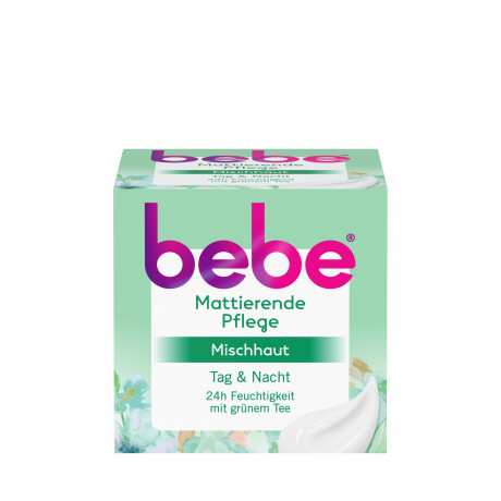 bebe mattierende Pflege Gesichtscreme, 50 ml, bebe матирующий крем для лица для комбинированной кожи с зелёным чаем и кукурузным крахмалом, 50 мл