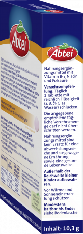 Abtei Vitamin B12 500 + Folsaeure Mini-Tabletten 30 Mini-Tabletten (10,3 g), Abtei Мини-таблетки витамина B12 500 мкг с фолиевой кислотой для энергетического обмена и уменьшения утомляемости, 30 мини-таблеток (10,3 г)