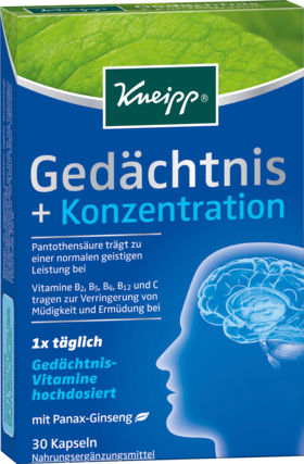 Kneipp Gedaechtnis Konzentration Kapseln, 30 Stueck, Kneipp капсулы «Память и концентрация» с женьшенем и витаминами, 30 шт.