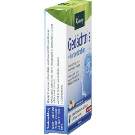 Kneipp Gedaechtnis Konzentration Kapseln, 30 Stueck, Kneipp капсулы «Память и концентрация» с женьшенем и витаминами, 30 шт.