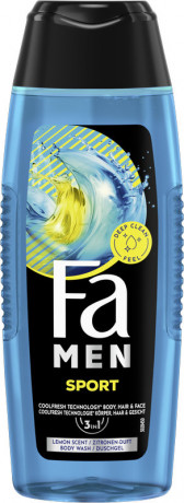 Fa Men Sport Duschgel 250 ml, Мужской гель для душа FA Sport 3 в 1 для тела, лица и волос с ароматом лимона, 250 мл