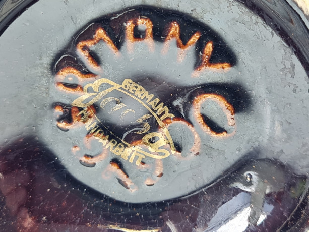 Jasba Keramik Керамическая корзинка с ручкой черная с позолотой, 13 x 9,5 см, Германия, 1960-70гг.