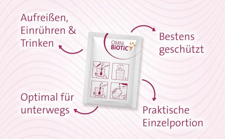OMNi BiOTiC Power, 28 Servings, 112g, Пробиотик с магнием, 6 штаммов полезных бактерий, от усталости и для поддержки мышц, для активных людей и спортсменов, 28 саше х 4г