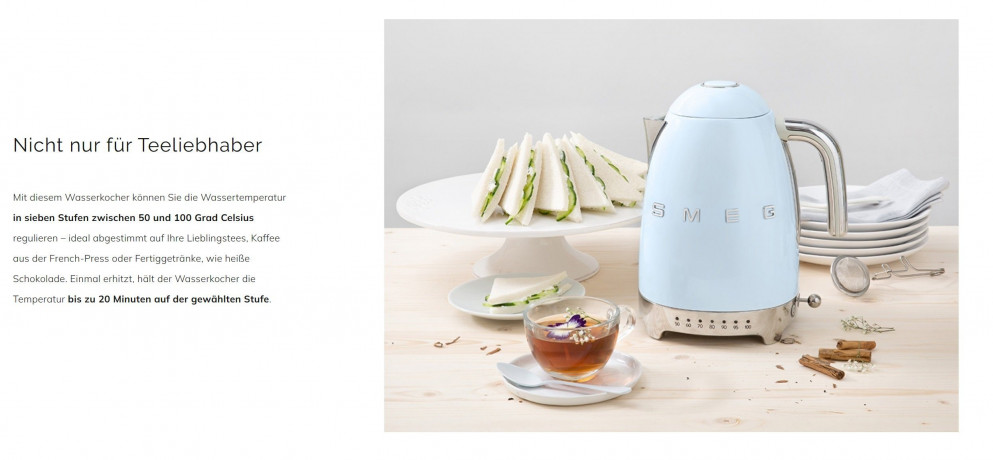 SMEG SMEG Wasserkocher SMEG Wasserkocher mit Temperatureinstellung 50-100°C Edelstahl Kocher, 2400,00 W, 360°Basis elektrischer Wasser Kocher mit Temperatureinstellung Metall  Чайник SMEG Чайник SMEG с регулировкой температуры 50-100°C Плита из нержавеюще