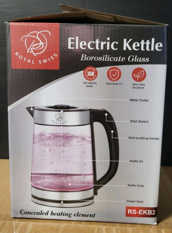Royal Swiss Royal Swiss Wasserkocher, 2.2 l, 2,2L aus Glas mit LED Beleuchtung  Чайник Royal Swiss, 2,2 л, 2,2 л из стекла со светодиодной подсветкой