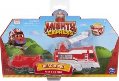 Spin Master Mighty Express Push-and-Go Zug Roter Retter mit Guterwaggon Красный спасатель Mighty Express Push-and-Go Train с товарным вагоном