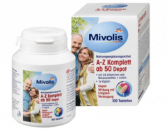 Mivolis A-Z Komplett ab 50 Tabletten, 2st Дас Гезунде Плюс, Комплексные витамины против старения От А до Z Komplett, для людей старше 50 лет, 100 шт х 2 упаковки