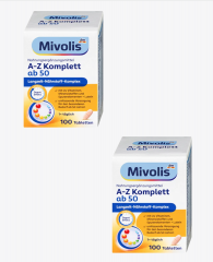 Mivolis A-Z Komplett Depot ab 50 Tabletten 2st, Комплексные витамины против старения От А до Z Komplett, для людей старше 50 лет, 100 шт х 2 упаковки