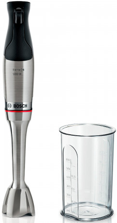 BOSCH BOSCH Stabmixer ErgoMaster Serie 6, MSM6M810, 1200 W, Edelstahl-Mixstab, Mix-/Messbecher, Edelstahl/schwarz  Ручной блендер BOSCH ErgoMaster Series 6, MSM6M810, 1200 Вт, палочка для смешивания из нержавеющей стали, чашка для смешивания/мерный стакан