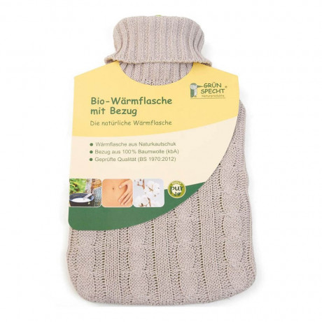 Grunspecht Naturprodukte Naturkautschuk-Warmflasche mit Bio-Bezug 2 l Грелка из натурального каучука с органической крышкой 2 л