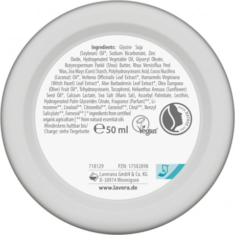 LAVERA DEO CREME basis sensitiv NATURAL & SENSITIVE, 50 ml, Лавера Дезодорант-крем для чувствительной кожи, био-алоэ вера, 50 мл