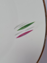 Тарелка сервировочная винтажная Winterling Roslau необычной формы с яркими мазками, фарфор, 29 см, Германия, 1960-70гг.