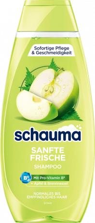 Schauma Shampoo Sanfte Frische, 400 ml, Schauma мягкий освежающий шампунь Sanfte Frische с яблоком, крапивой и провитамином B5, 400 мл