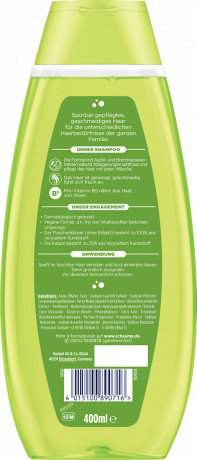 Schauma Shampoo Sanfte Frische, 400 ml, Schauma мягкий освежающий шампунь Sanfte Frische с яблоком, крапивой и провитамином B5, 400 мл