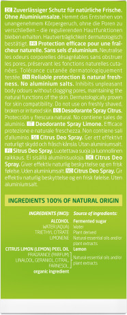 Weleda Deospray Citrus Fresh, 100 ml, Дезодорант-спрей Citrus Fresh без солей алюминия, со свежим цитрусовым ароматом, 100 мл