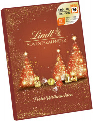 Lindt Extra Advents-Überraschung Adventskalender 2026, Адвент-календарь 2026 Lindt с LINDOR, нугой и шоколадными фигурками, 24 окошка, 184 г
