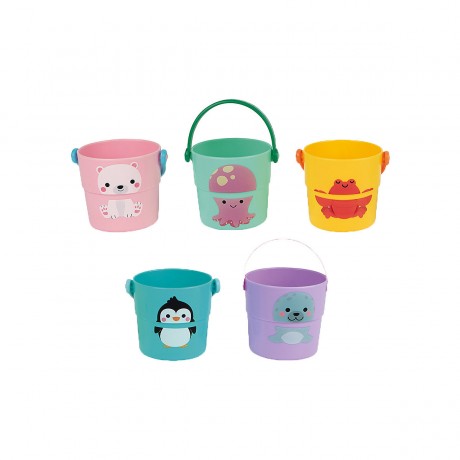 Janod Badespielzeug Wasserlauf-Eimer (5 Stuck) Игрушка для купания Ведро с водой (5 шт.)