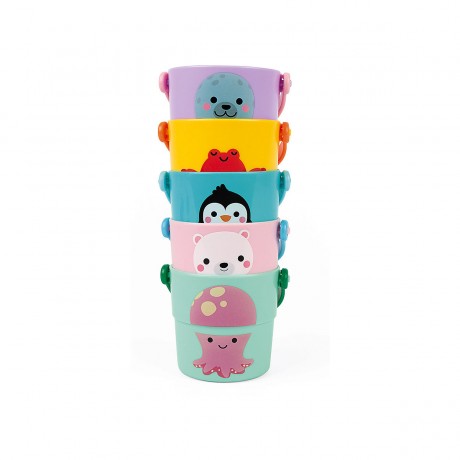 Janod Badespielzeug Wasserlauf-Eimer (5 Stuck) Игрушка для купания Ведро с водой (5 шт.)