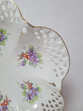 U.Keller Винтажная сервировочная тарелка в форме цветка с ажурным краем, 18см x 4,5см, Германия, 1960-70гг.