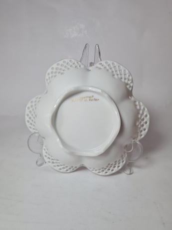 U.Keller Винтажная сервировочная тарелка в форме цветка с ажурным краем, 18см x 4,5см, Германия, 1960-70гг.