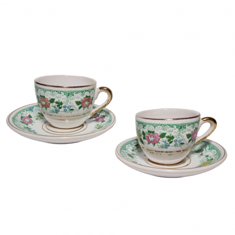 Baron Набор кофейная пара с цветочным рисунком и позолотой, 2 шт, Германия, 1960-70гг.