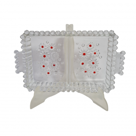 Поднос винтажный Walther Glas с ручками, стекло, 25.5 х 15 см, Германия, 1970-80гг.