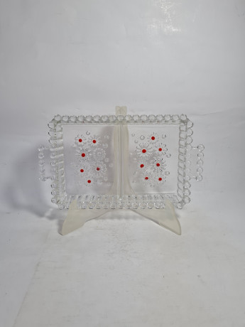 Поднос винтажный Walther Glas с ручками, стекло, 25.5 х 15 см, Германия, 1970-80гг.