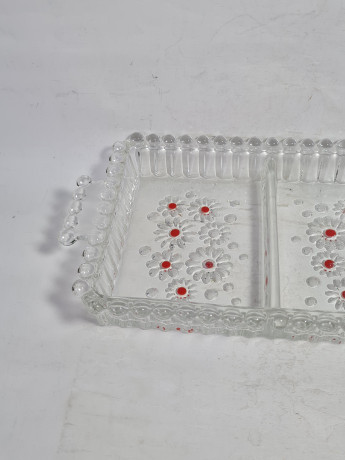 Поднос винтажный Walther Glas с ручками, стекло, 25.5 х 15 см, Германия, 1970-80гг.