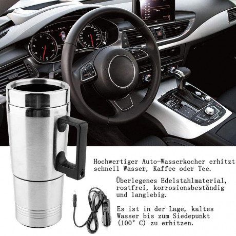 GelldG GelldG Wasserkocher 500ml Auto Wasserkocher Edelstahl 12V Reisewasserkocher Kaffee Tasse, 0.5 l Чайник GelldG, 500 мл, автомобильный чайник, нержавеющая сталь, 12 В, дорожный чайник, кофейная чашка, 0,5 л