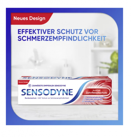 Sensodyne MultiCare Zahnfleischschutz Zahncreme, Зубная паста антибактериальная, уменьшает чувствительность и защищает десна, 75 мл