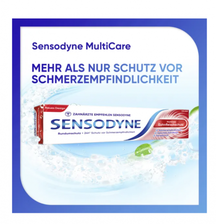 Sensodyne MultiCare Zahnfleischschutz Zahncreme, Зубная паста антибактериальная, уменьшает чувствительность и защищает десна, 75 мл