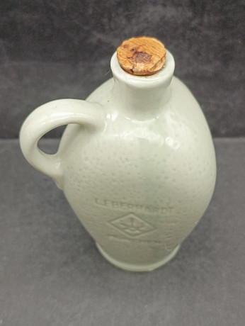 Графин / декантер миниатюрный винтажный Leberhardt Munchen для ликера, с пробкой, керамика, светло-зеленый, 0.125 л, 14 см, Германия, 1960-70гг.