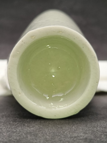 Графин / декантер миниатюрный винтажный Leberhardt Munchen для ликера, с пробкой, керамика, светло-зеленый, 0.125 л, 14 см, Германия, 1960-70гг.